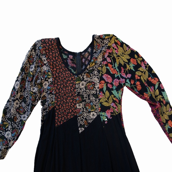 Vintage Patchwork Black Maxi Dress - Picture 12 of 16